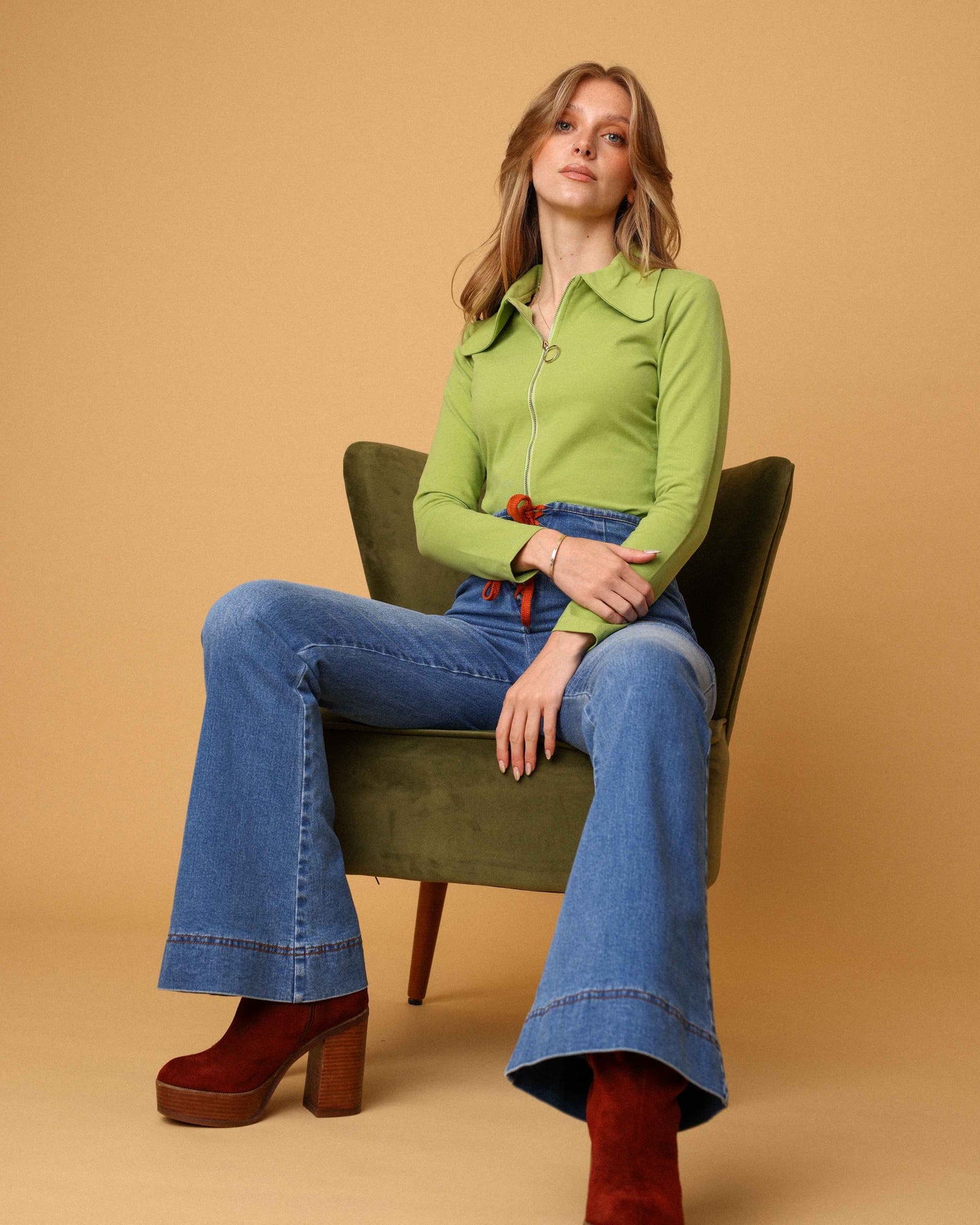 PRE-ORDER Sweet Jane - Denim Lace Front - Flare Jeans