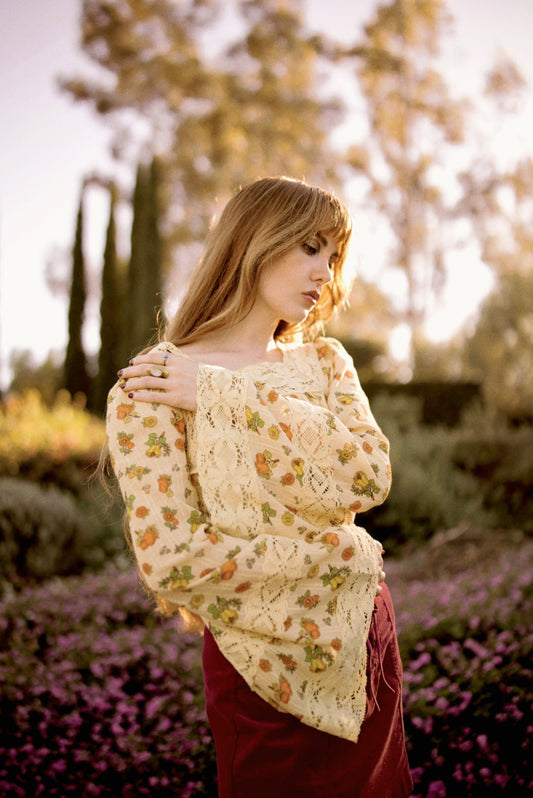 Blossom - Square Neck Lace Tie Top - Wildflower Posy