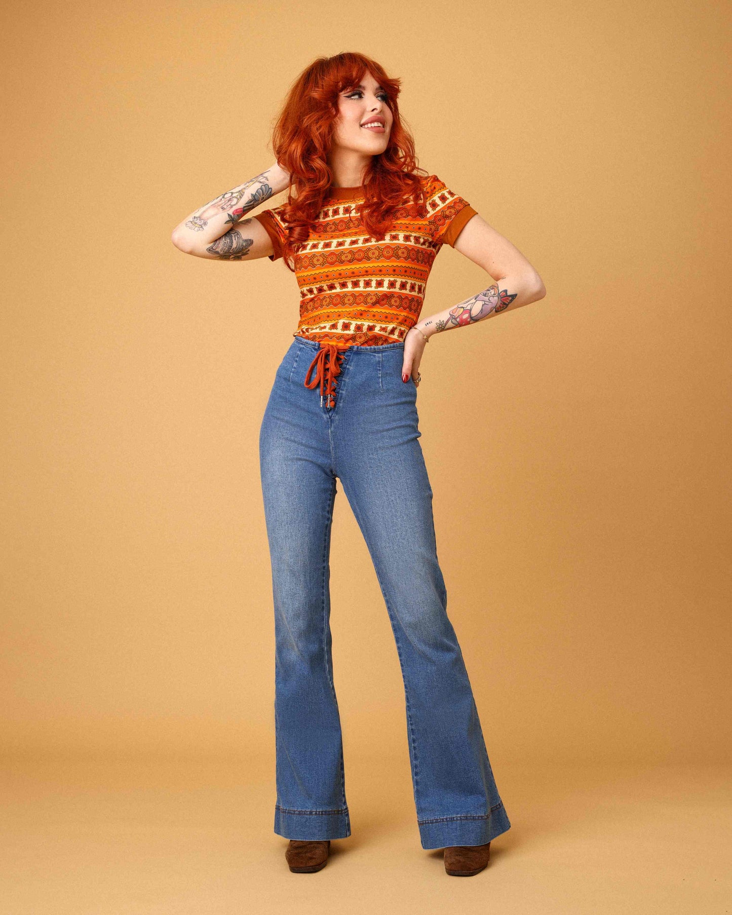 PRE-ORDER Sweet Jane - Denim Lace Front - Flare Jeans