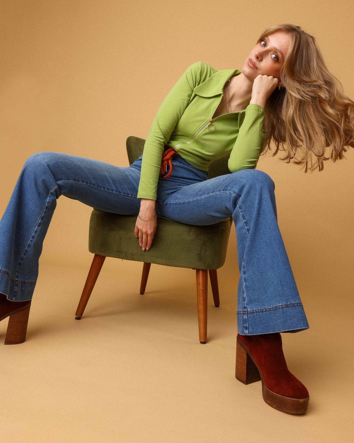 PRE-ORDER Sweet Jane - Denim Lace Front - Flare Jeans