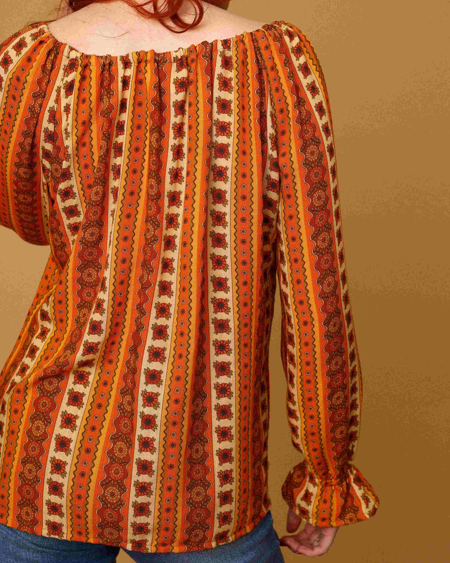 Cass - Peasant Blouse - Sunflower Stripe Tangerine