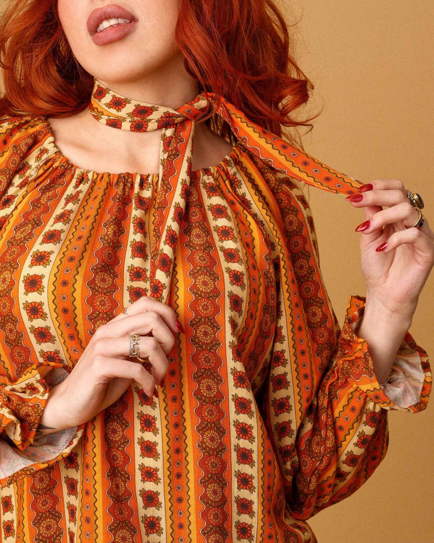 Dolly - Mini Neck Tie - Sunflower Stripe Tangerine