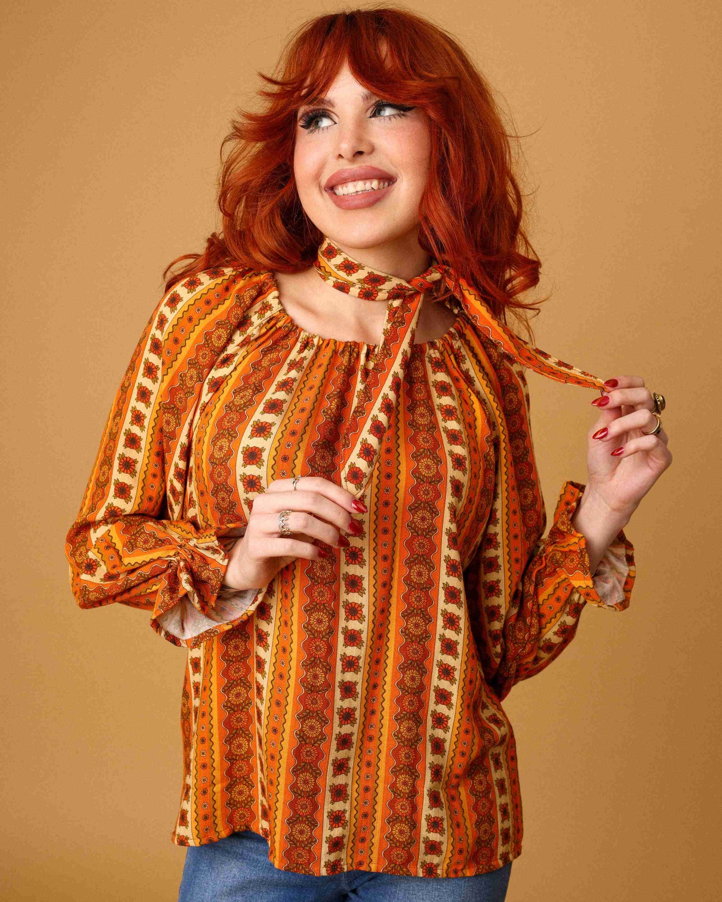 Dolly - Mini Neck Tie - Sunflower Stripe Tangerine