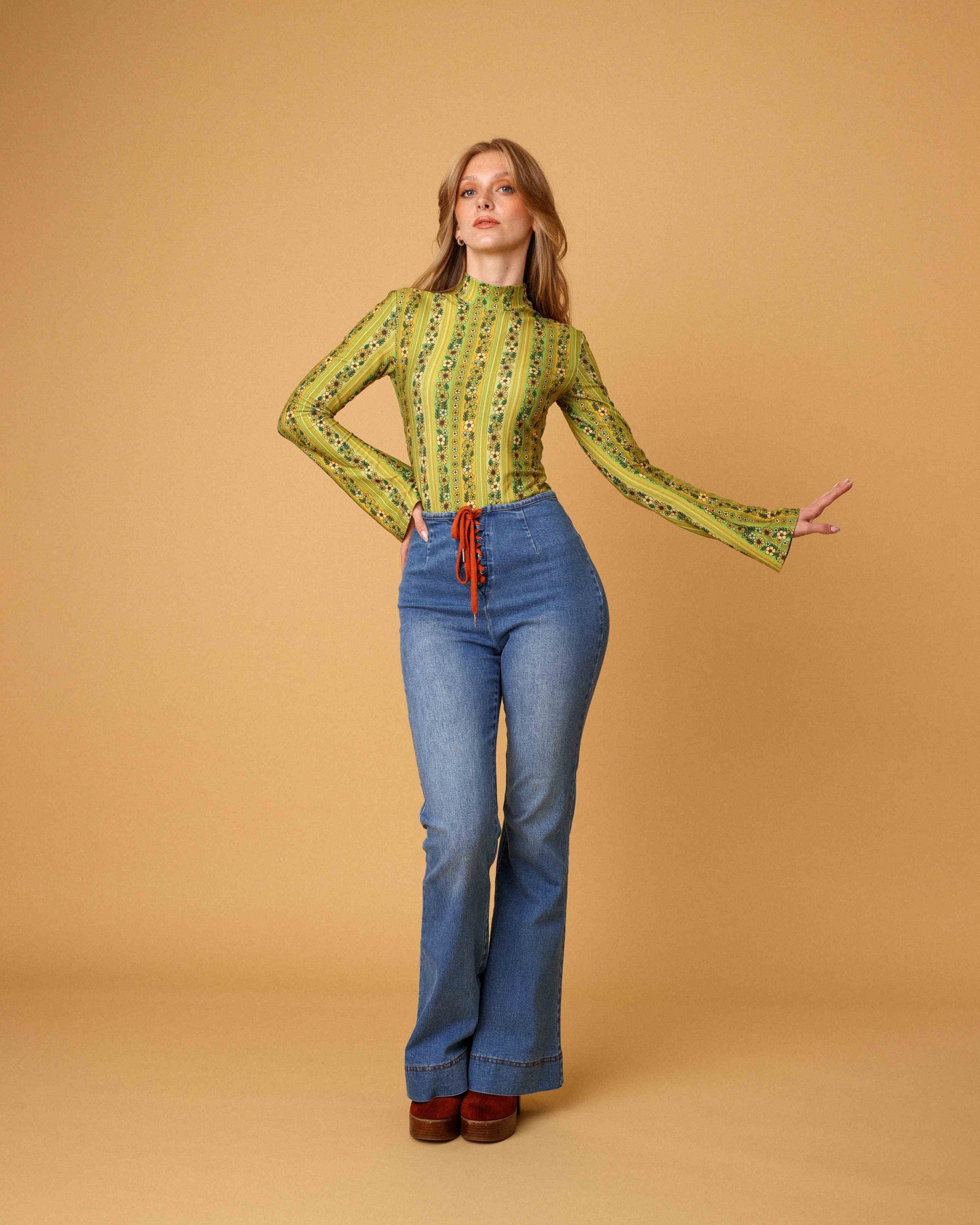 Sharon - Summer of Love - Green - High Neck Top
