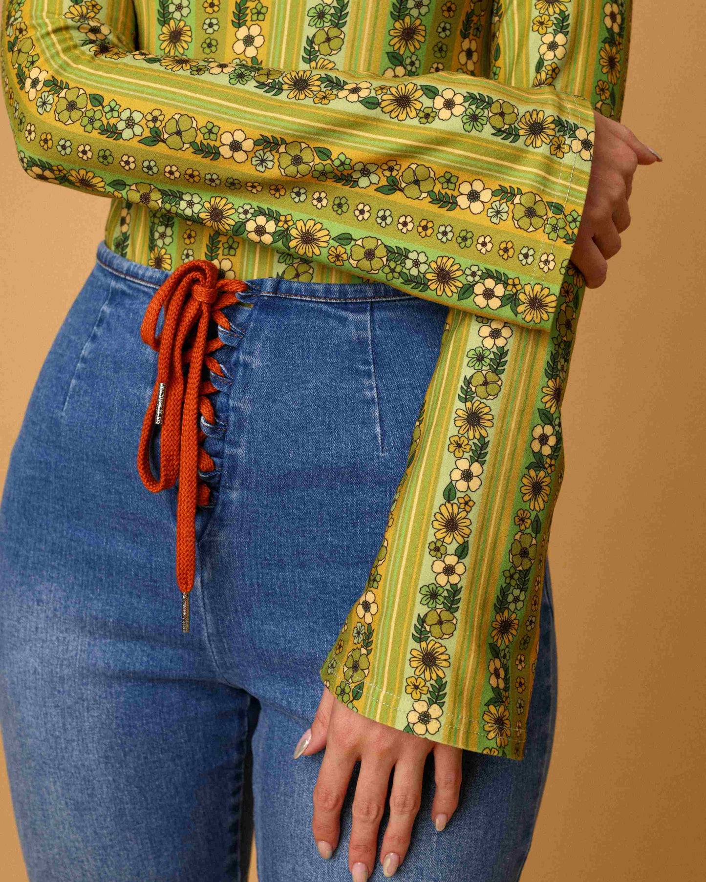 Sharon - Summer of Love - Green - High Neck Top