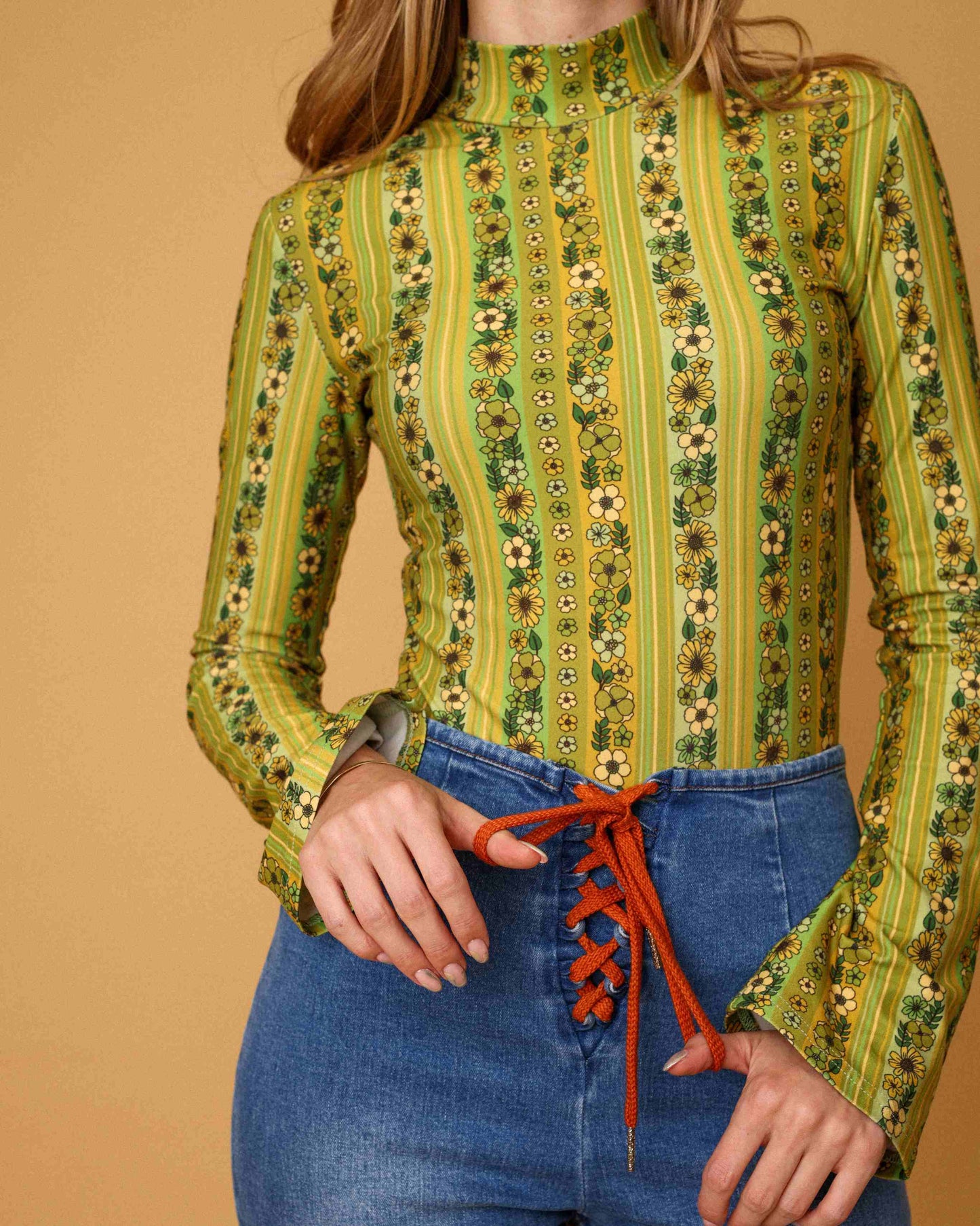 Sharon - Summer of Love - Green - High Neck Top