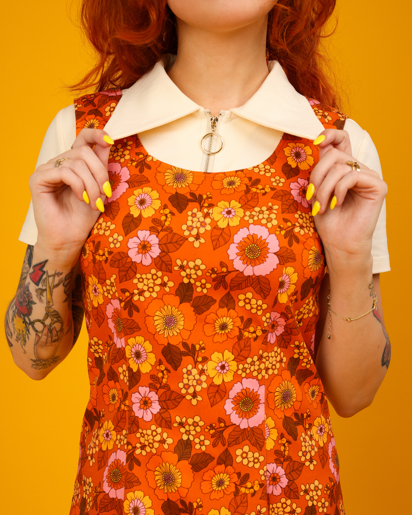 Lola - Pinafore Dress - Canyon Bloom Rust