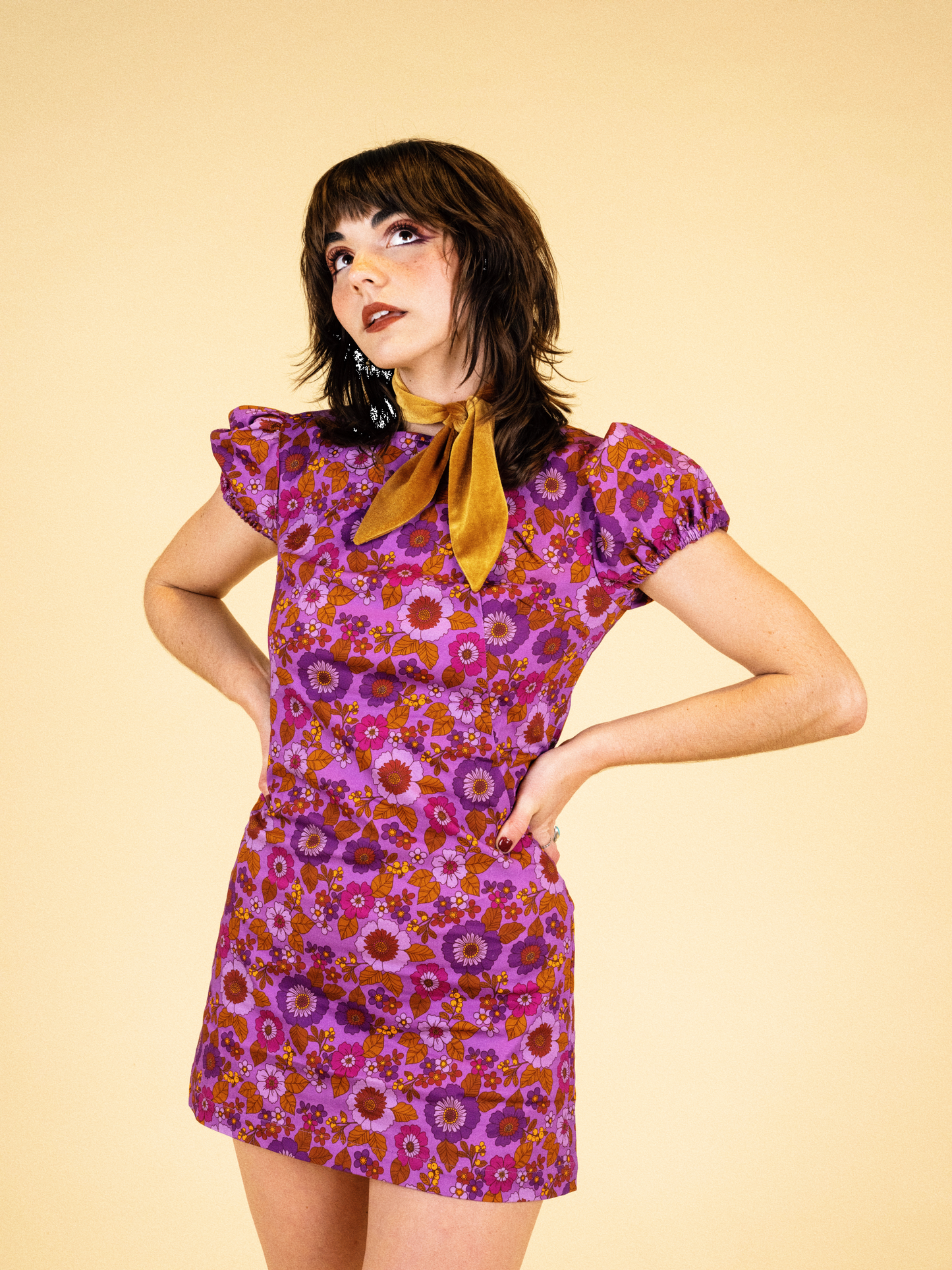 Birkin - Puff Sleeve Mini Dress - Canyon Bloom - Purple