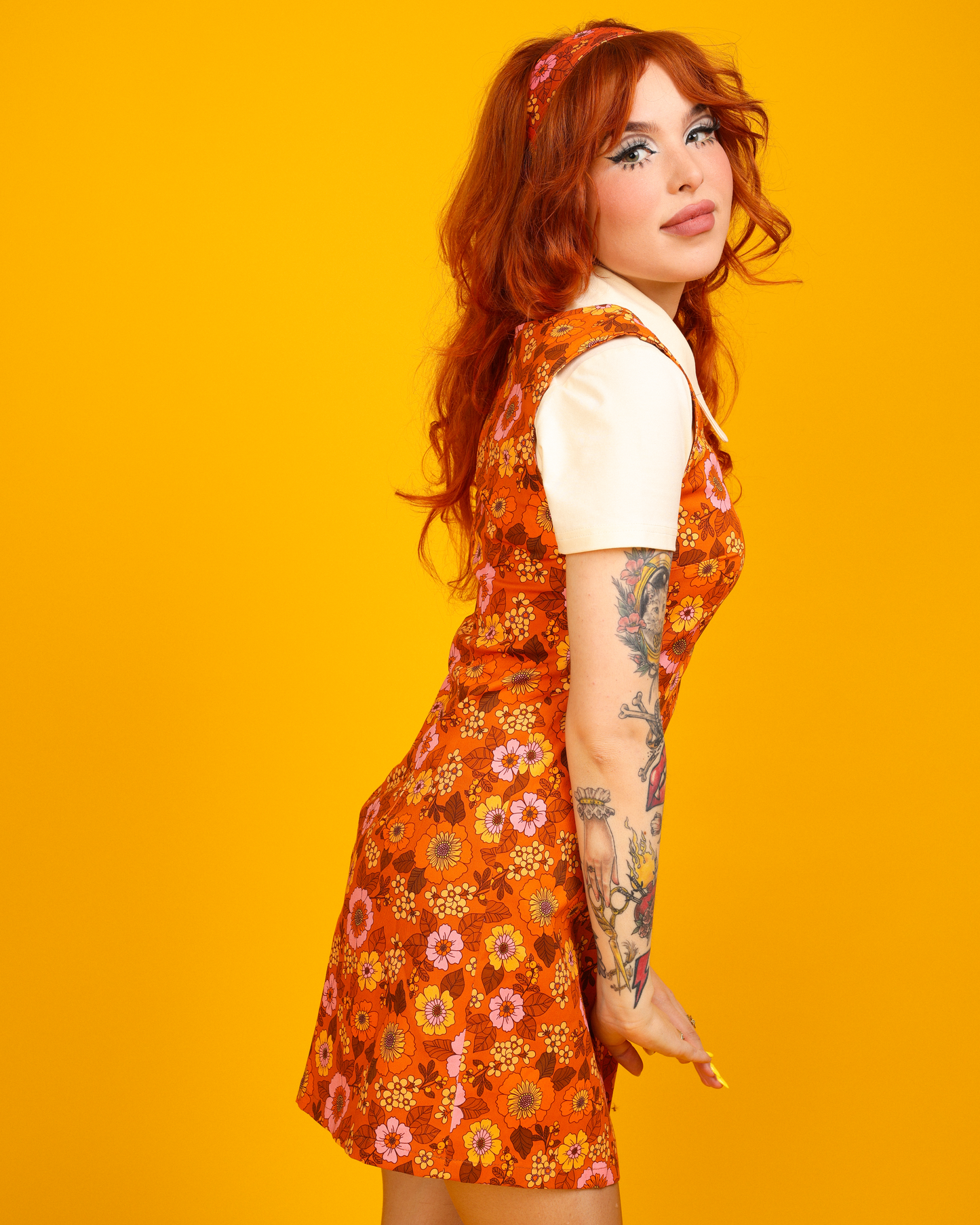 Lola - Pinafore Dress - Canyon Bloom Rust