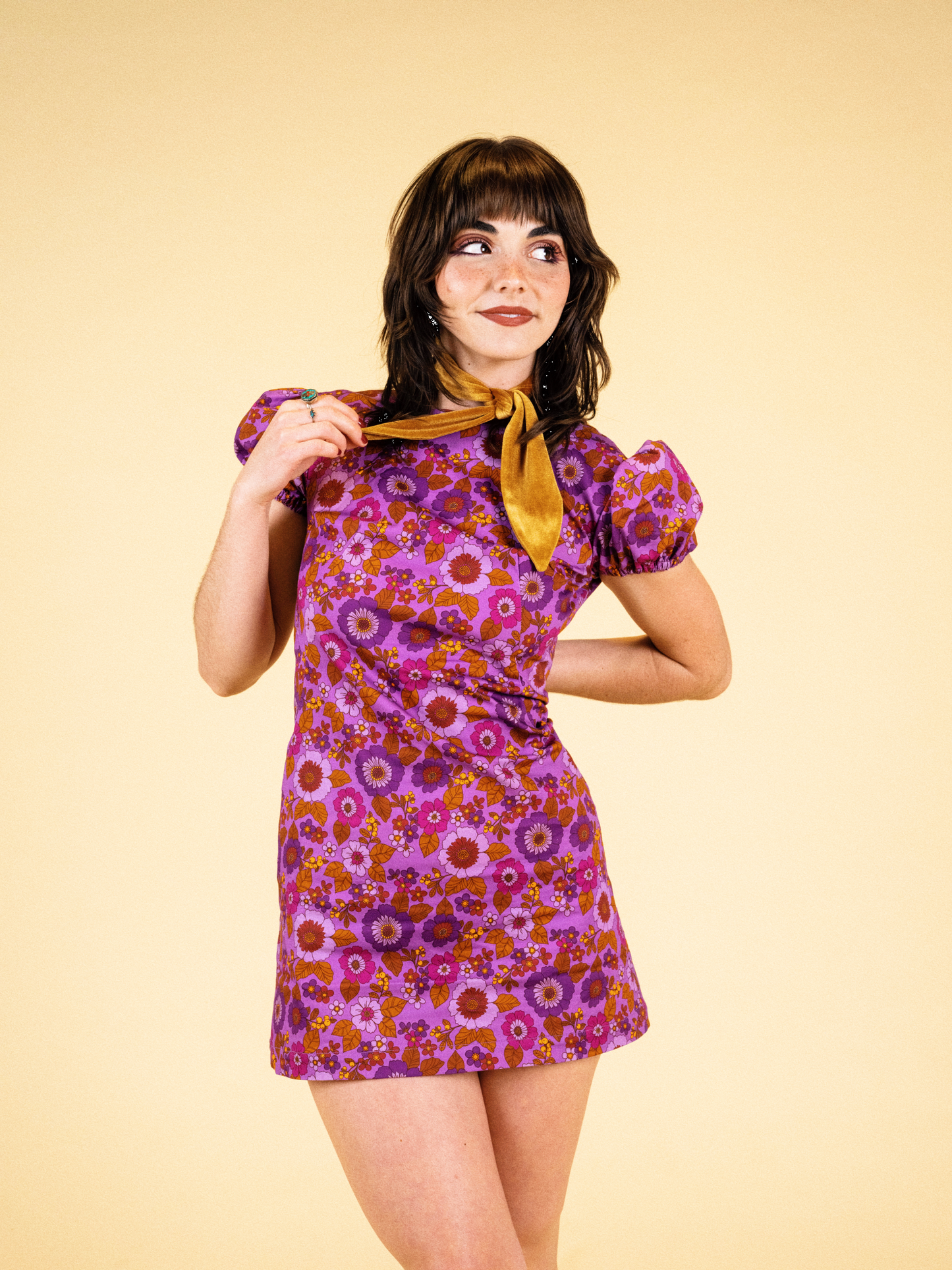 Birkin - Puff Sleeve Mini Dress - Canyon Bloom - Purple