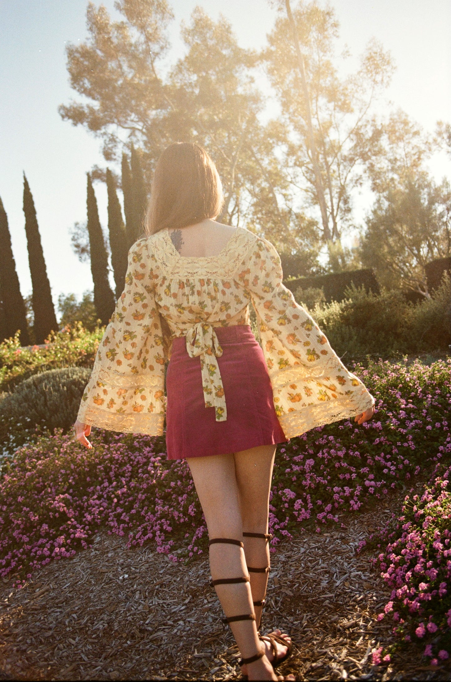Blossom - Square Neck Lace Tie Top - Wildflower Posy