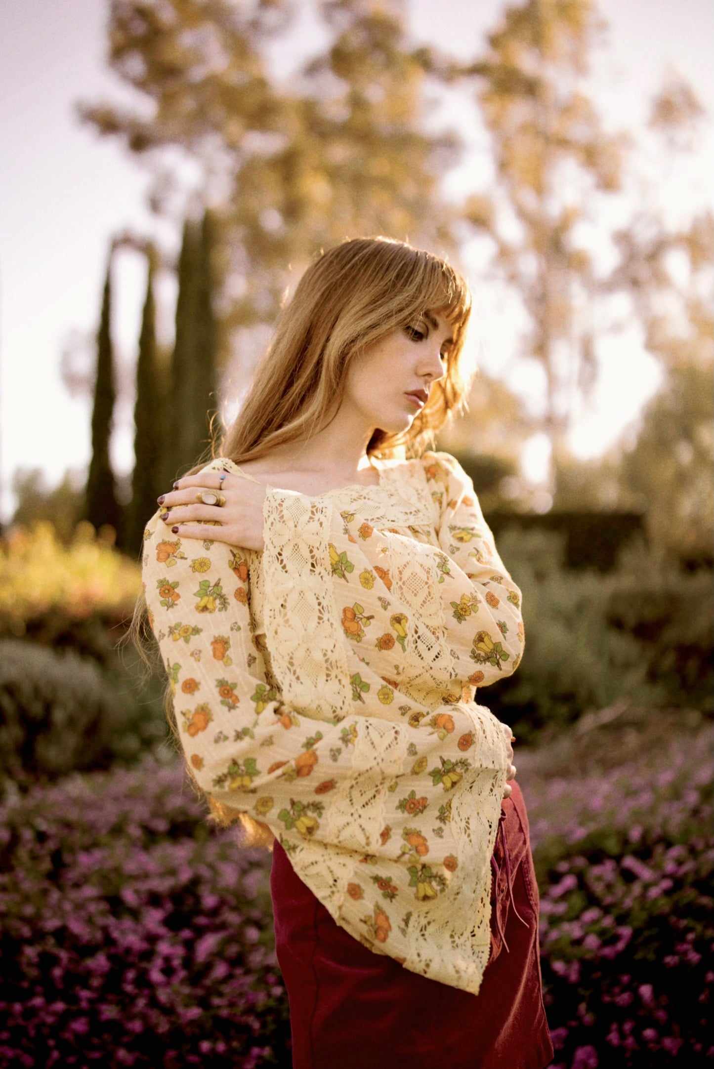 Blossom - Square Neck Lace Tie Top - Wildflower Posy