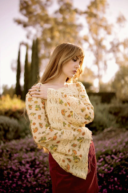 Blossom - Square Neck Lace Tie Top - Wildflower Posy