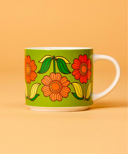 Dahlia Delight - Green Flower Mug