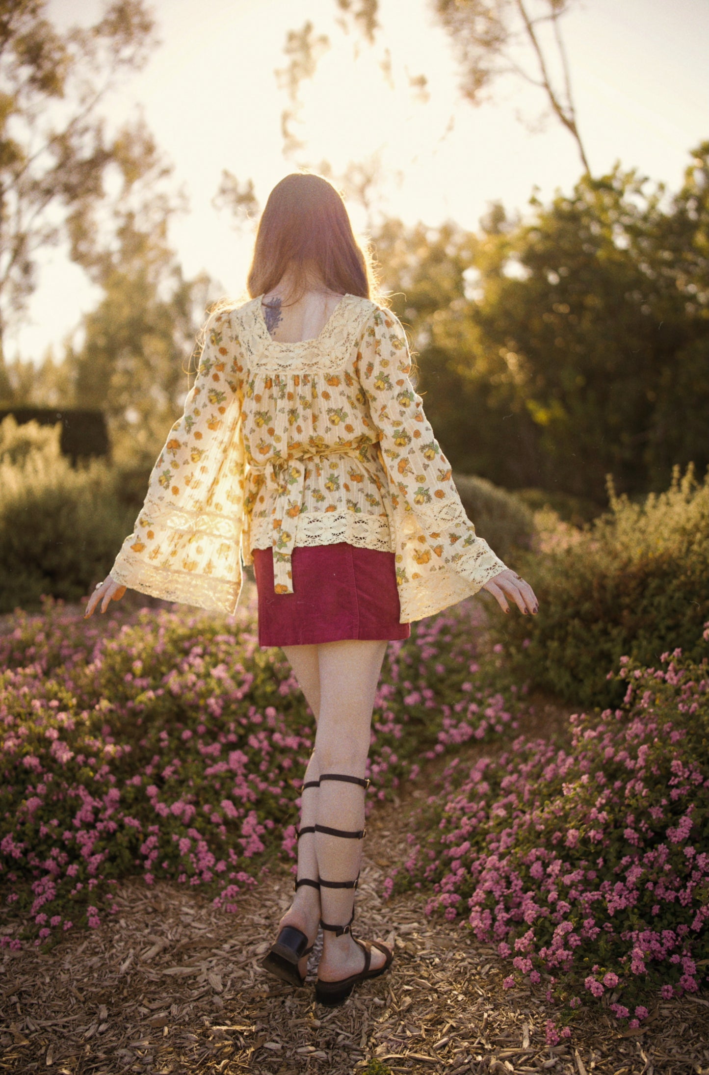 Blossom - Square Neck Lace Tie Top - Wildflower Posy