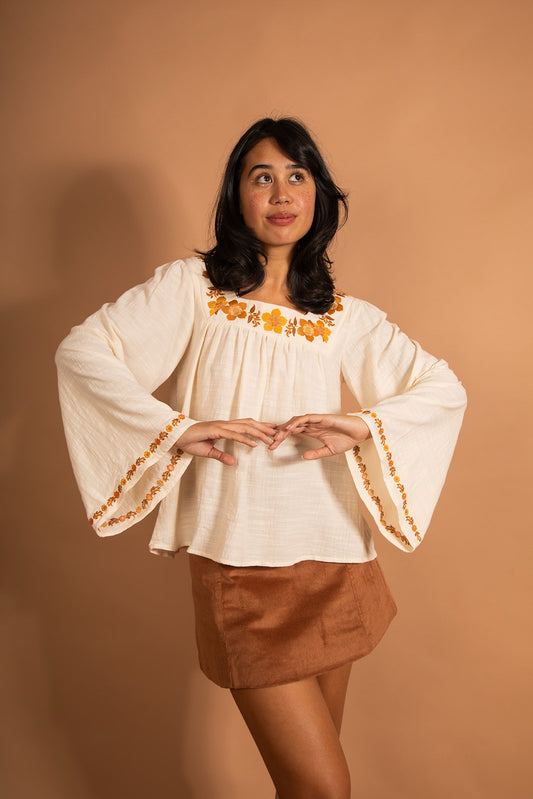 Carmen - Embroidered Flare Sleeve Blouse