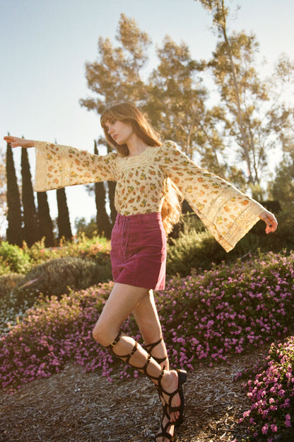 Blossom - Square Neck Lace Tie Top - Wildflower Posy