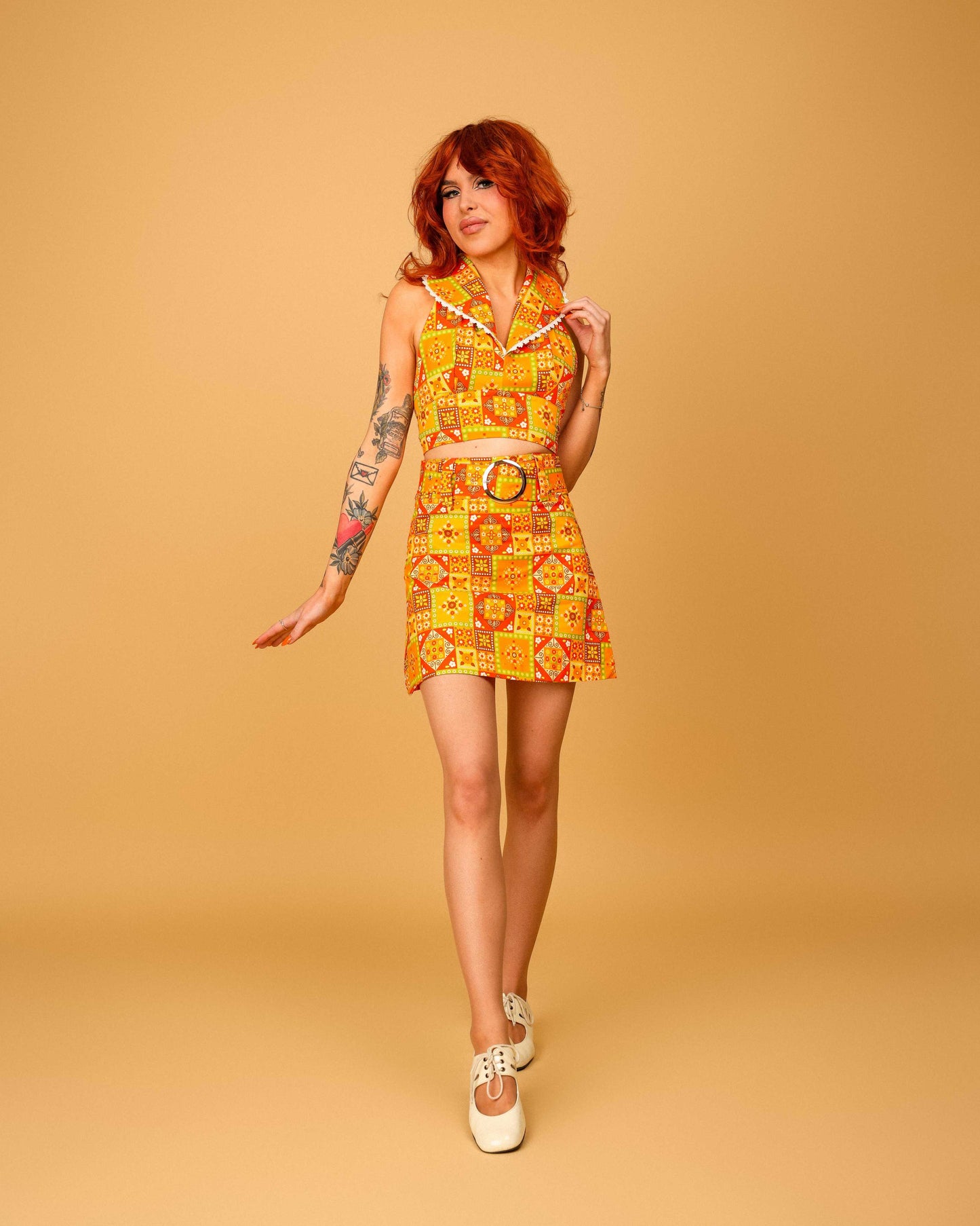 Cher Skirt - Flower Patch Orange