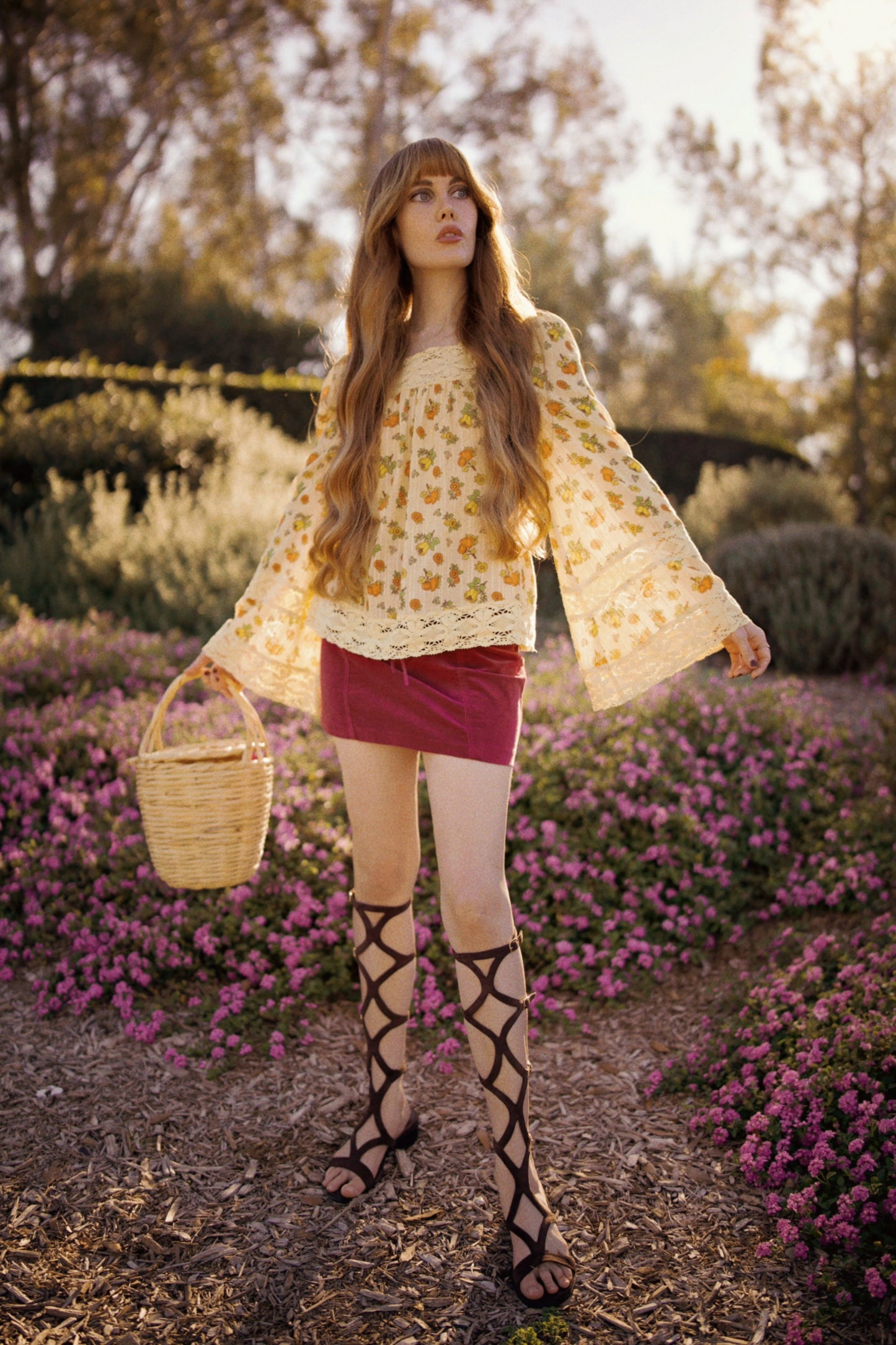 Blossom - Square Neck Lace Tie Top - Wildflower Posy