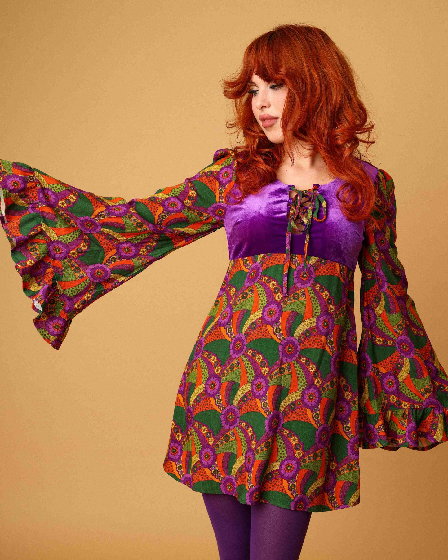 Dandy - Flare Sleeve Dress - Pleasant Valley Purple
