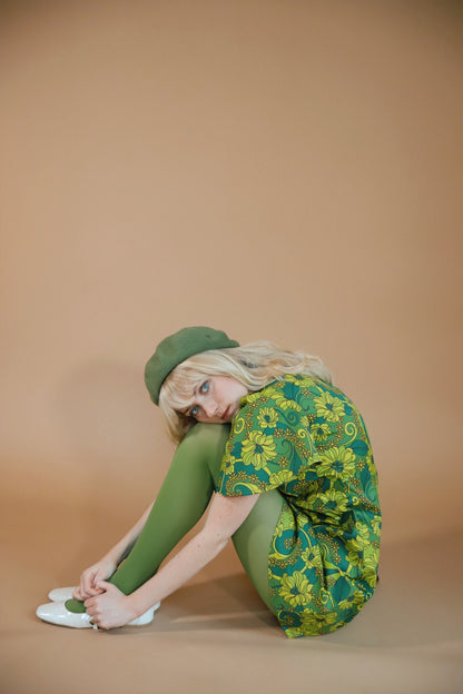 Ivy - Key Hole Angel Sleeve Dress - Green