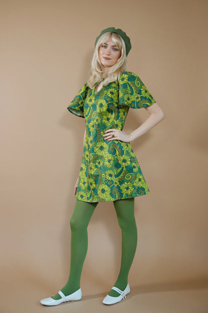 Ivy - Key Hole Angel Sleeve Dress - Green