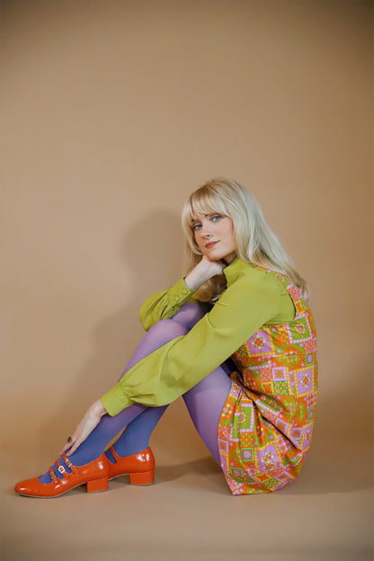 Marianne - Flower Tipped Collar Blouse - Lime