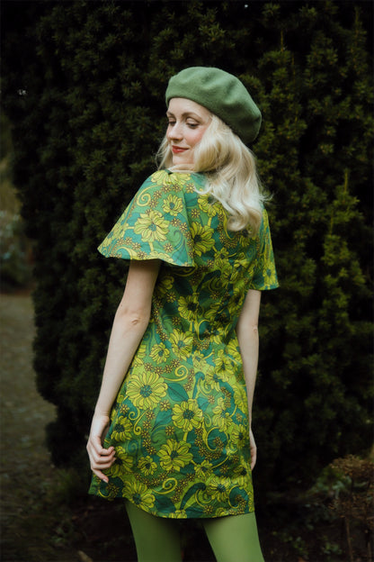 Ivy - Key Hole Angel Sleeve Dress - Green