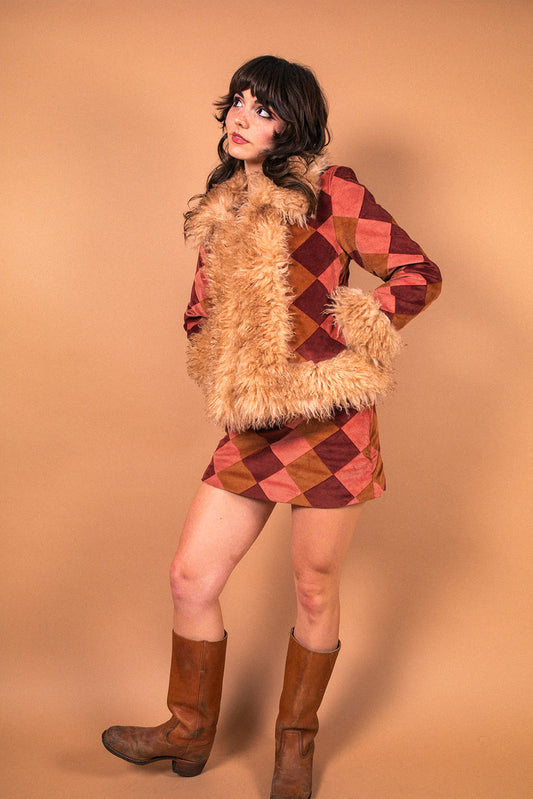 Patchwork Penny - Fur Collar Coat