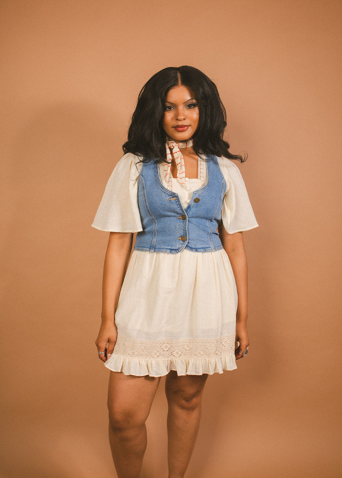 Heather - Cotton Angel Sleeve Lace Dress