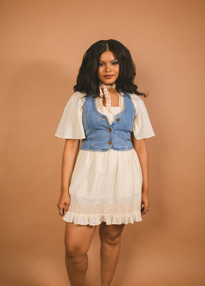 Heather - Cotton Angel Sleeve Lace Dress