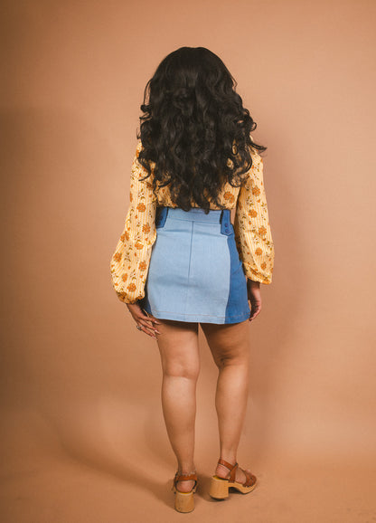 Juniper - Denim Panel Buckle Skirt
