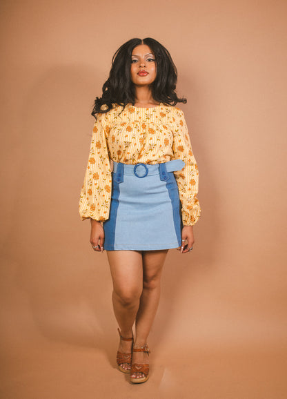 Juniper - Denim Panel Buckle Skirt