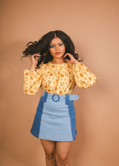 Juniper - Denim Panel Buckle Skirt