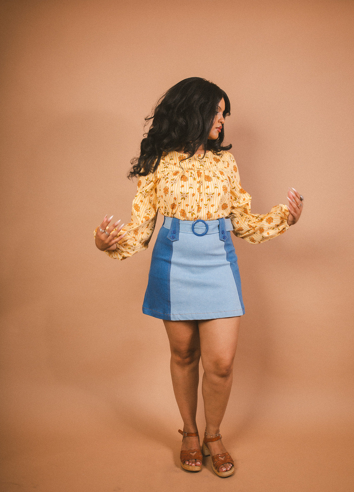 Juniper - Denim Panel Buckle Skirt