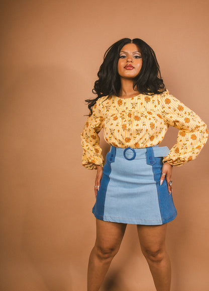 Juniper - Denim Panel Buckle Skirt