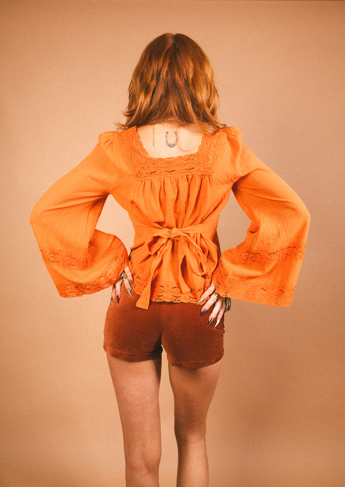 Blossom - Square Neck Vintage Lace Tie Top