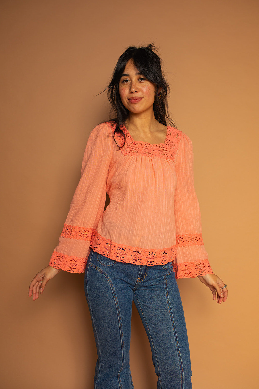 Blossom - Square Neck Lace Tie Top