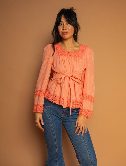 Blossom - Square Neck Lace Tie Top