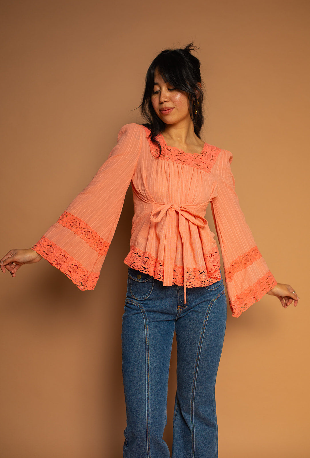 Blossom - Square Neck Lace Tie Top
