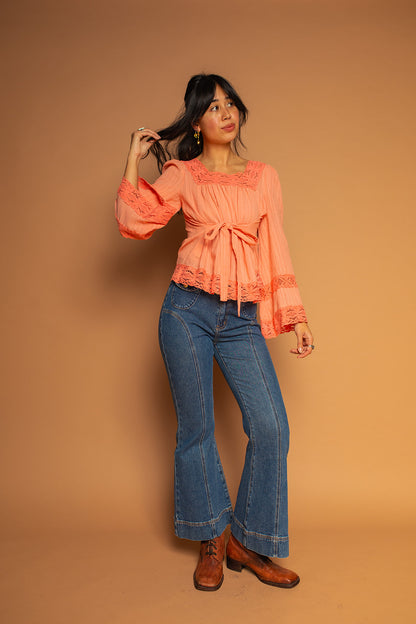 Blossom - Square Neck Lace Tie Top