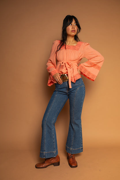 Blossom - Square Neck Lace Tie Top