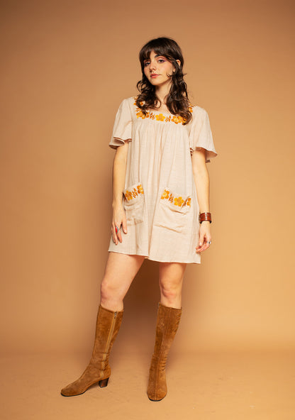 Carmen - Floral Embroidery Tunic Dress