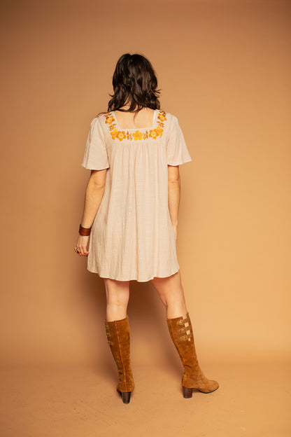 Carmen - Floral Embroidery Tunic Dress