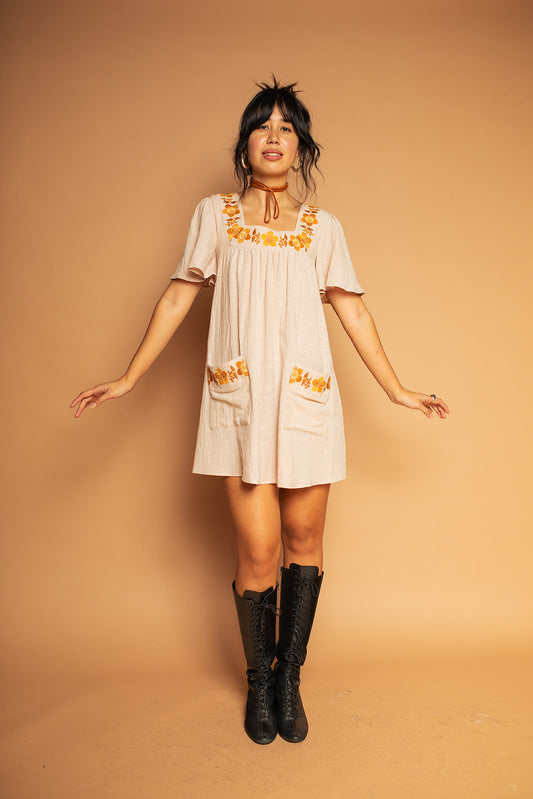 Carmen - Floral Embroidery Tunic Dress