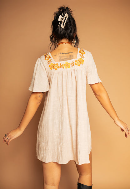 Carmen - Floral Embroidery Tunic Dress