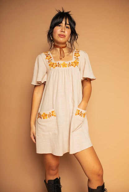 Carmen - Floral Embroidery Tunic Dress