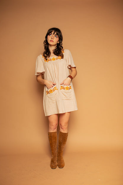 Carmen - Floral Embroidery Tunic Dress