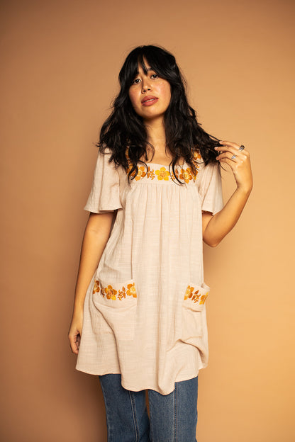 Carmen - Floral Embroidery Tunic Dress