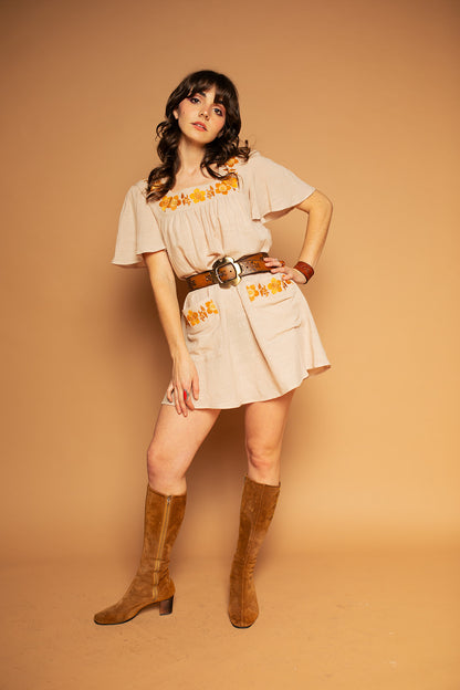 Carmen - Floral Embroidery Tunic Dress